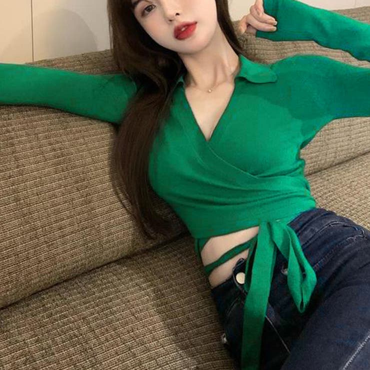 カシュクールニット 着やせトップス 韓国 | Miniministore | 詳細画像14 