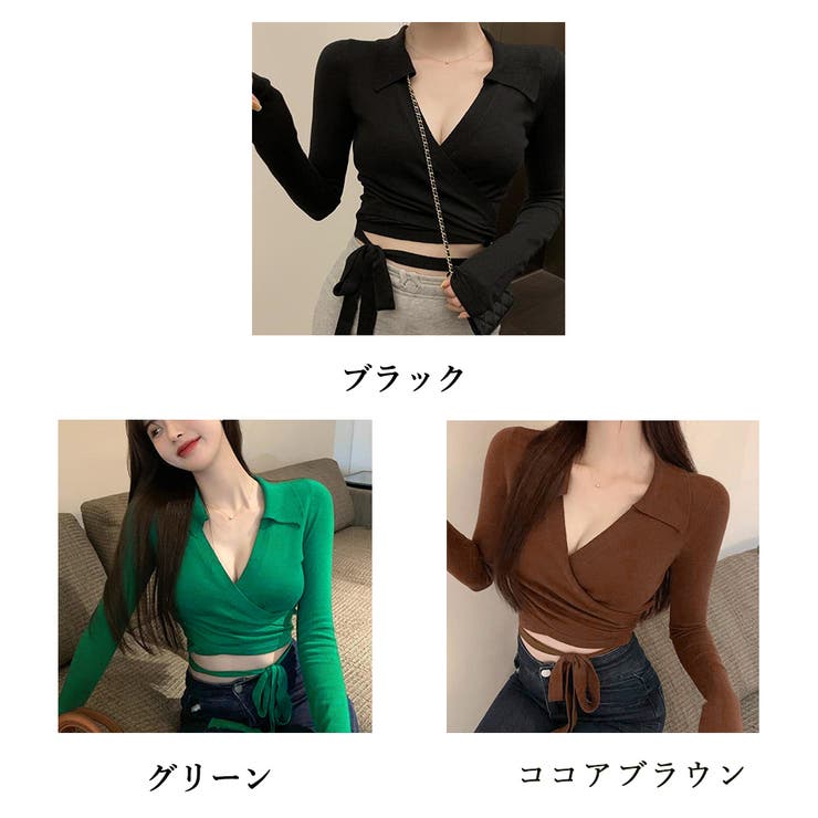 カシュクールニット 着やせトップス 韓国 | Miniministore | 詳細画像2 
