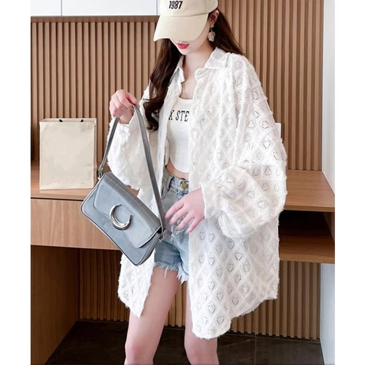 ハートジャガードシャツカーディガン春夏秋 | Miniministore | 詳細画像7 