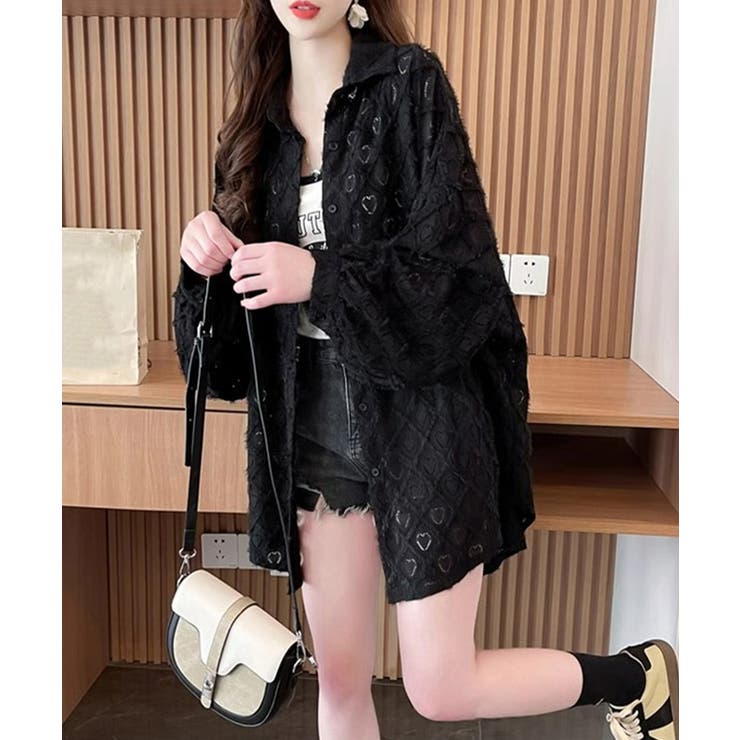 ハートジャガードシャツカーディガン春夏秋 | Miniministore | 詳細画像8 