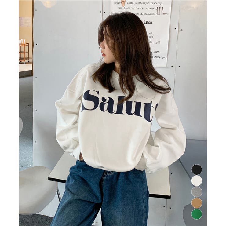 英字ロゴトレーナー裏起毛スウェット韓国風 | Miniministore | 詳細画像1 