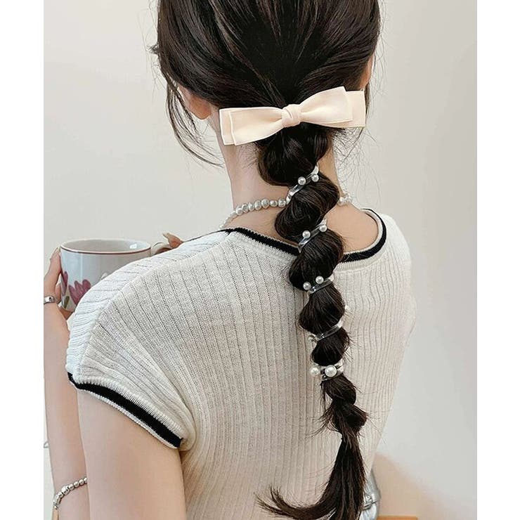 アイボリー | リボン コイルポニー 簡単 コイルアップ | Miniministore