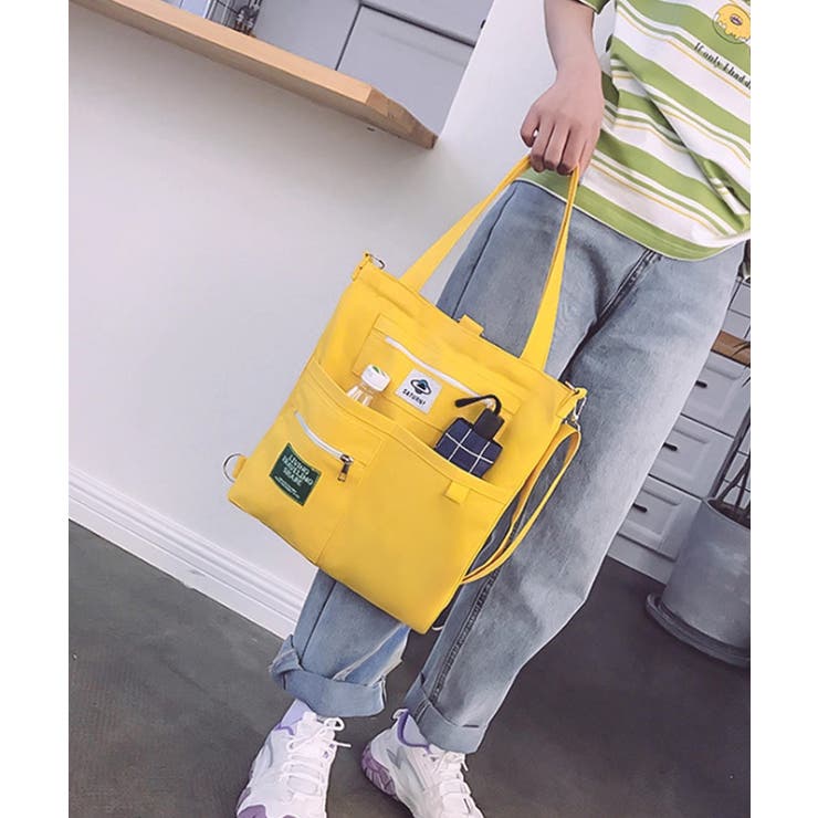 イエロー | キャンバス トートバッグ 3way 軽量 | Miniministore