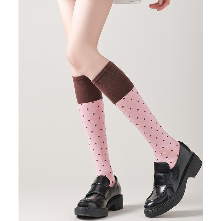 ピンク | レディース 水玉柄 ロングソックス | SUNSHINE CLOSET