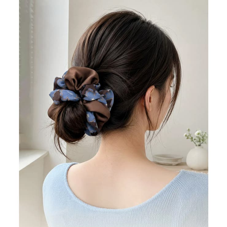 ブルー | 異素材ミックス ボリュームシュシュ 上品 | Miniministore