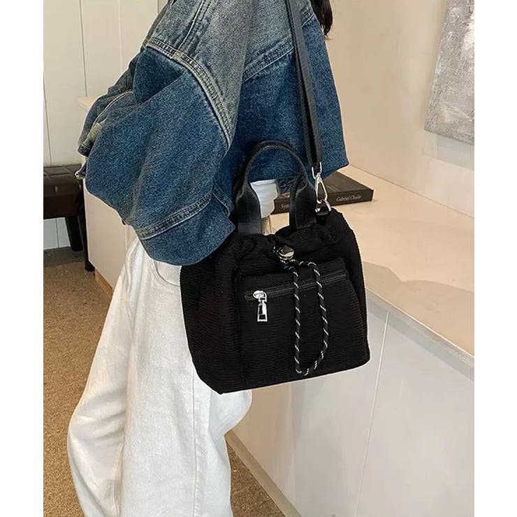 コーデュロイ 巾着ショルダーバッグ小さめ | Miniministore | 詳細画像2 