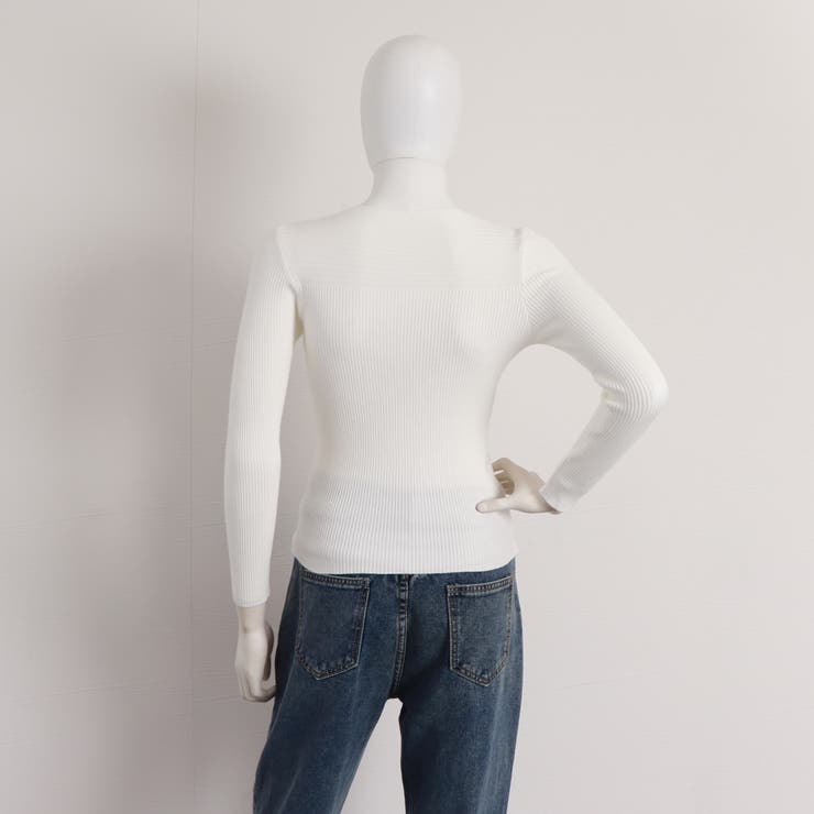 リブ ニットトップス ボートネック 長袖 | Miniministore | 詳細画像19 