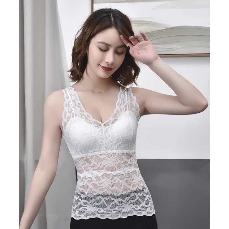 総レースタンクトップインナー カップ付き | Miniministore | 詳細画像4 