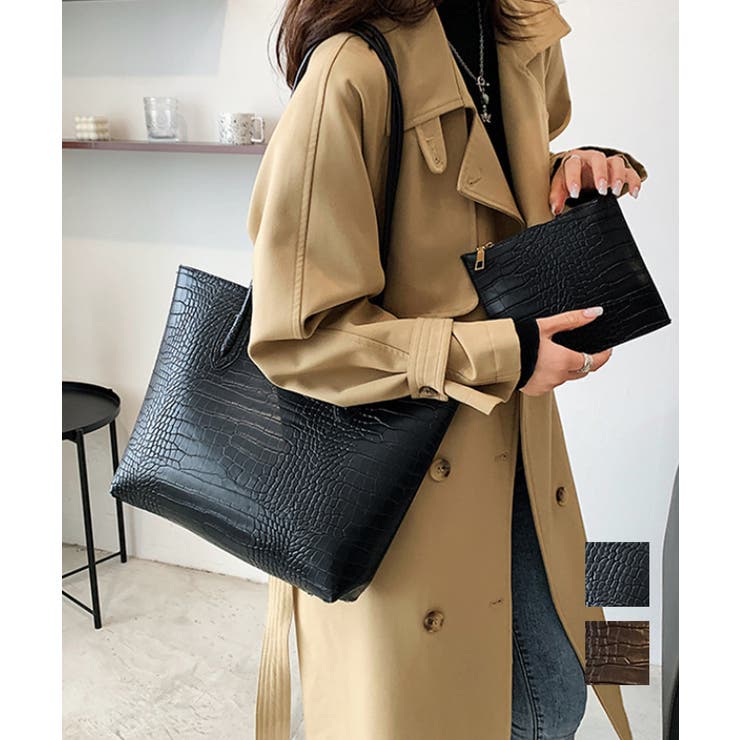 クロコ型押し トートバッグ 2点セット | Miniministore | 詳細画像1 