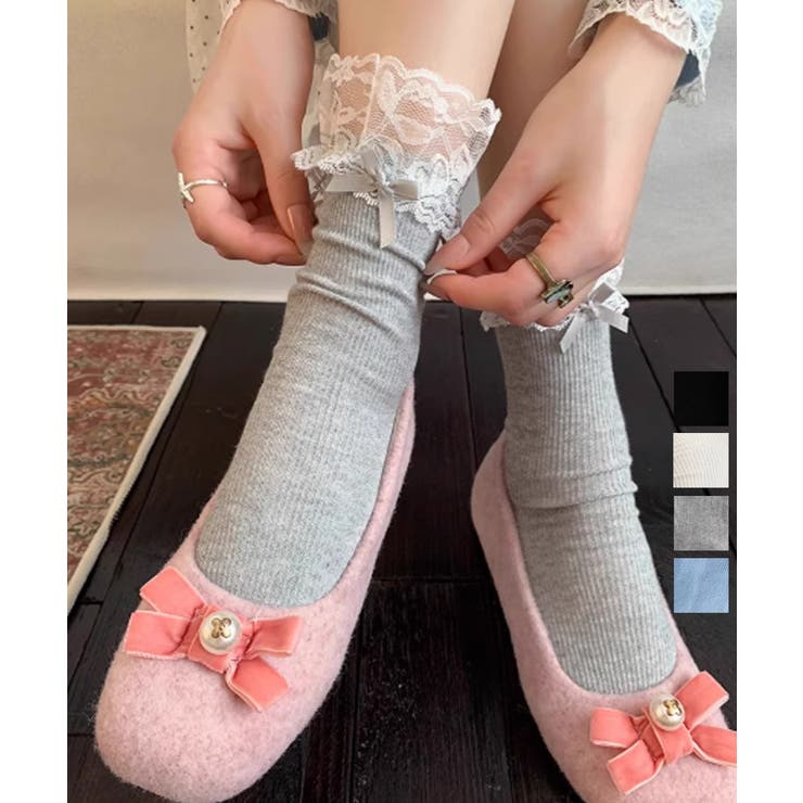 レース付き リボンソックス 可愛い 靴下 | Miniministore | 詳細画像1 