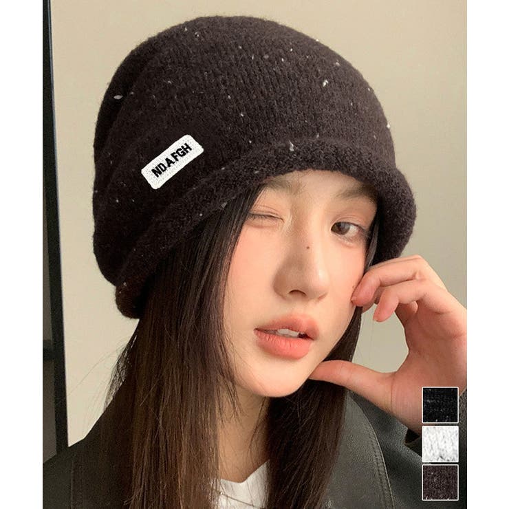 ニット帽子 ロゴ ニットビーニー 小顔 | Miniministore | 詳細画像1 