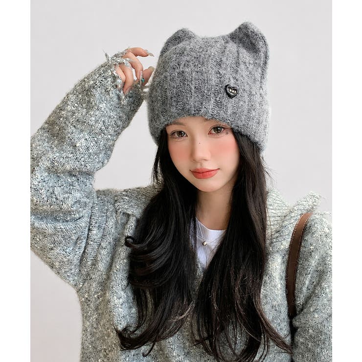 猫耳ニット帽  小顔 ニットビーニー防寒 | Miniministore | 詳細画像20 