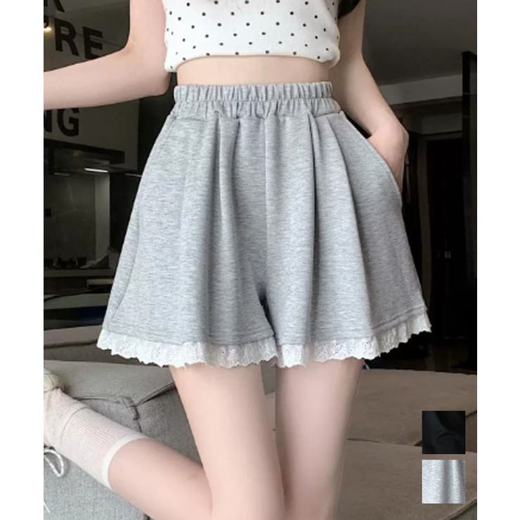 レース裾ショートパンツ レディース韓国風 | Miniministore | 詳細画像1 