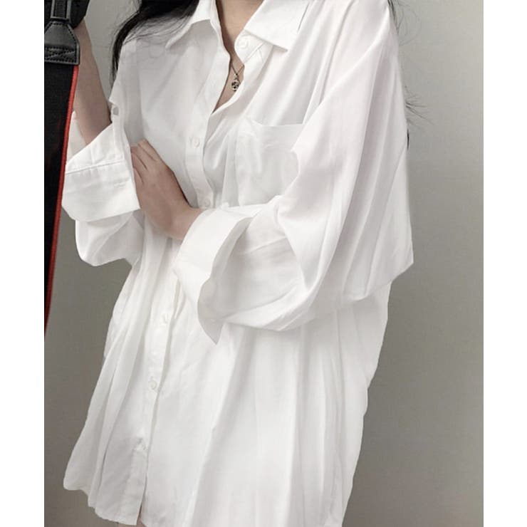 ホワイト | シャツブラウス ゆったり トップス 長袖 | Miniministore