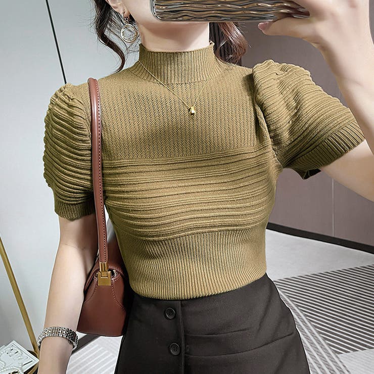 サマーニット レディーストップス薄手半袖[品番：AGCW0004728