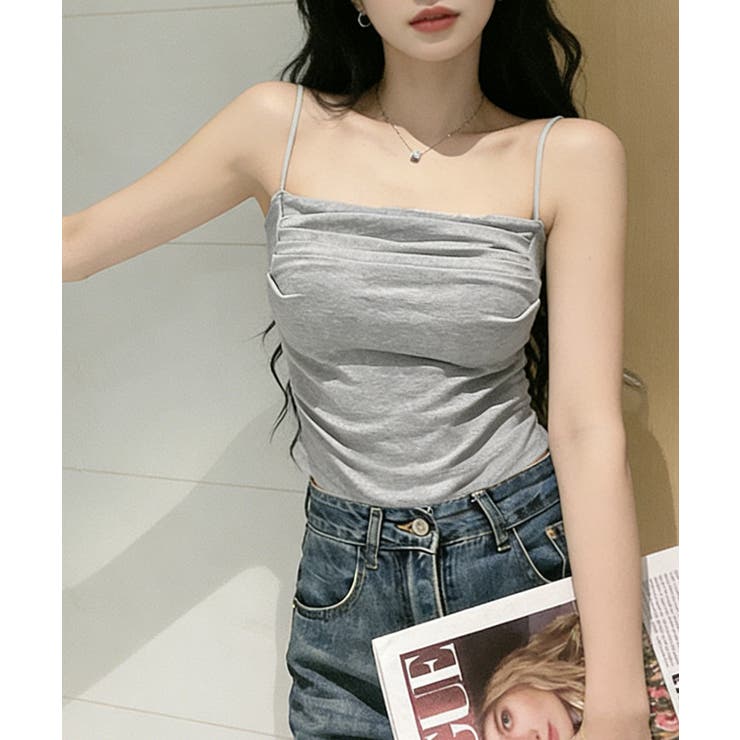 ライトグレー | カップ付きキャミソール インナーギャザー | Miniministore