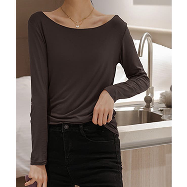ブラウン | レディースインナー長袖 タイトカットソー | Miniministore