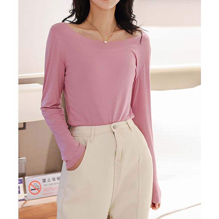 レディースインナー長袖 タイトカットソー[品番：AGCW0006295