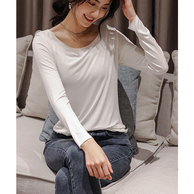 ホワイト | レディースインナー長袖 タイトカットソー | Miniministore