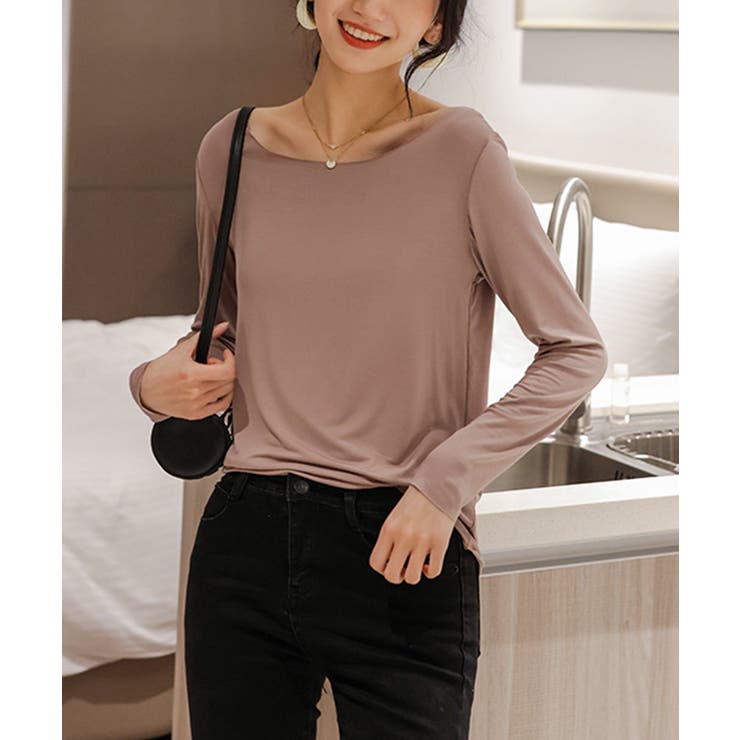 レディースインナー長袖 タイトカットソー[品番：AGCW0006295