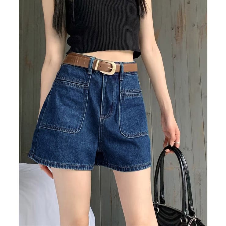 デニムショートパンツ ハイウエスト美脚夏[品番：AGCW0006894