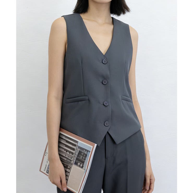 ダークグレー | テーラードベスト ジレ 韓国風 アウター | Miniministore