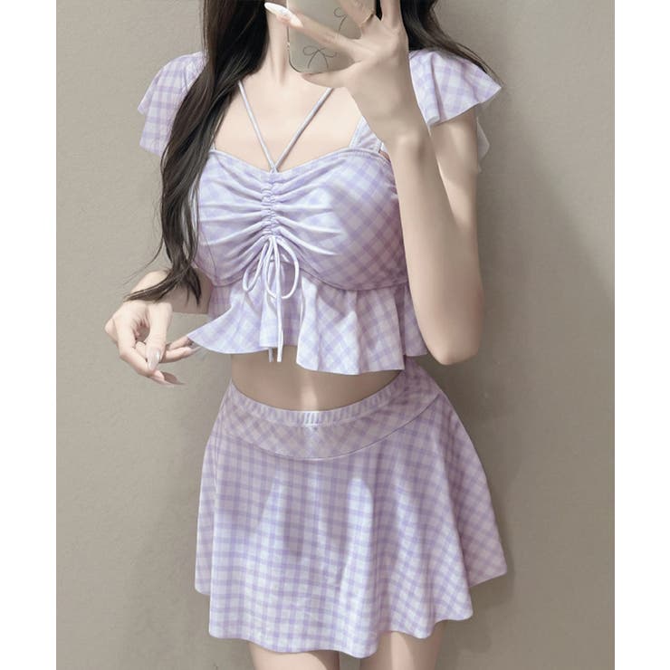 ラベンダー | 体型カバー水着 レディース スイムウェア上下セット | SUNSHINE CLOSET
