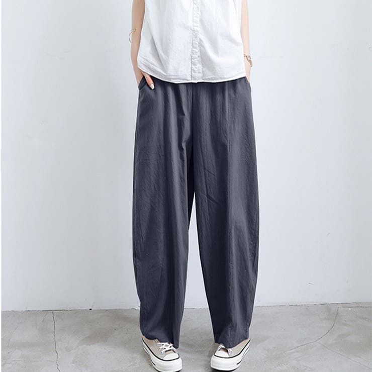 yum　2点美品 GREYSON ロングパンツ グレー&ネイビー ワイドパンツ ロングパンツ ゆったり[品番：II000007605