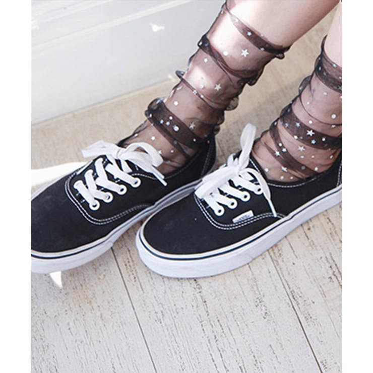ブラック | シースルーソックス 星柄シアー靴下春夏秋 | Miniministore
