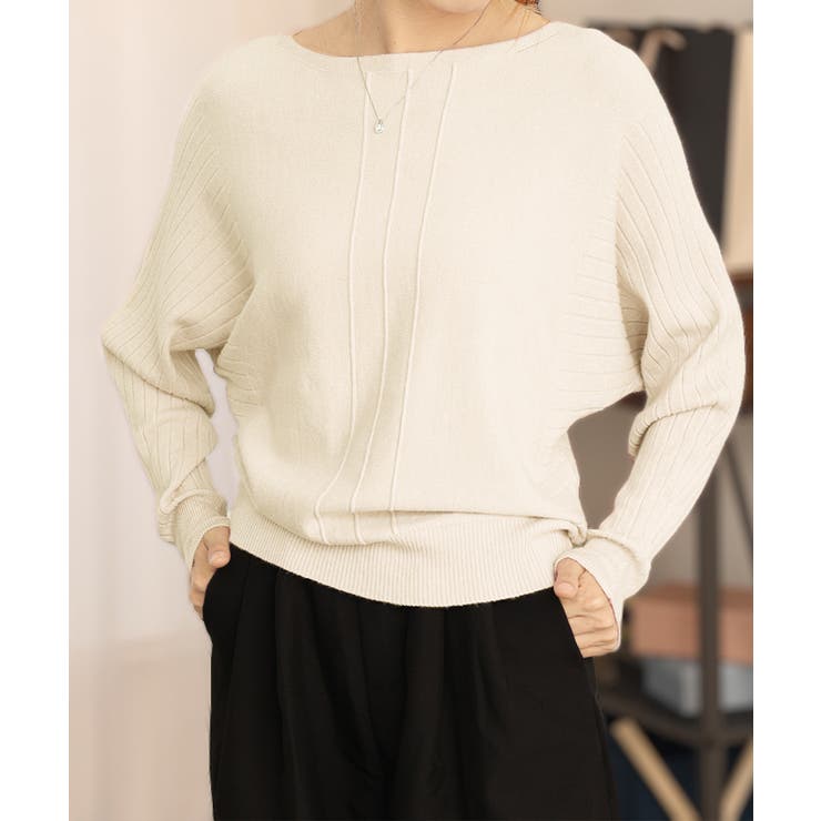 アイボリー | ニットトップスリブニットレディース春秋冬 | Miniministore