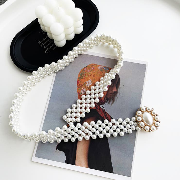 ホワイト | パールベルト レディース ゴムベルト韓国 | Miniministore