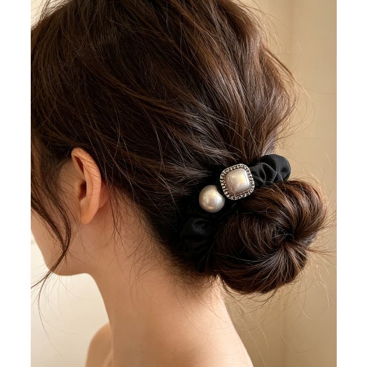 A（スクエア） | 大粒パールヘアゴムシュシュ 髪留めアクセ | Miniministore