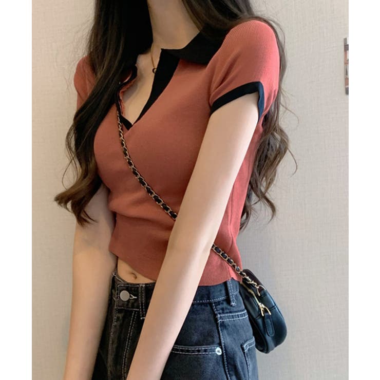 サマーニット夏Vネック半袖ニットトップス | Miniministore | 詳細画像10 