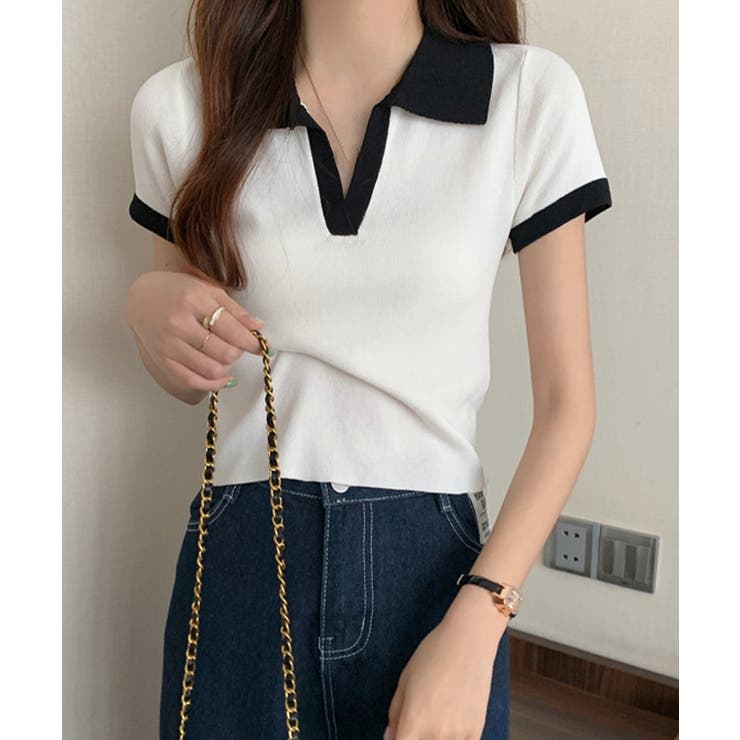 サマーニット夏Vネック半袖ニットトップス | Miniministore | 詳細画像8 