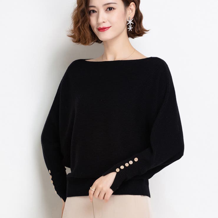 ボートネックドルマンニットトップス 上品 | Miniministore | 詳細画像4 