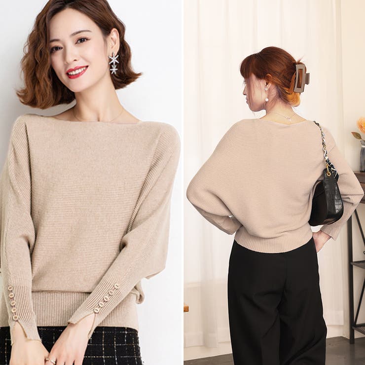 ボートネックドルマンニットトップス 上品 | Miniministore | 詳細画像5 