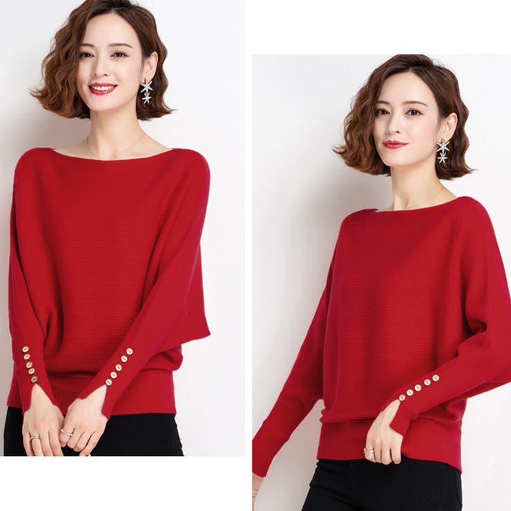 ボートネックドルマンニットトップス 上品 | Miniministore | 詳細画像9 