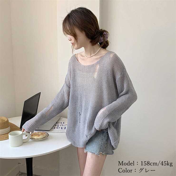 ニットトップス ダメージ入り ゆったり | Miniministore | 詳細画像5 