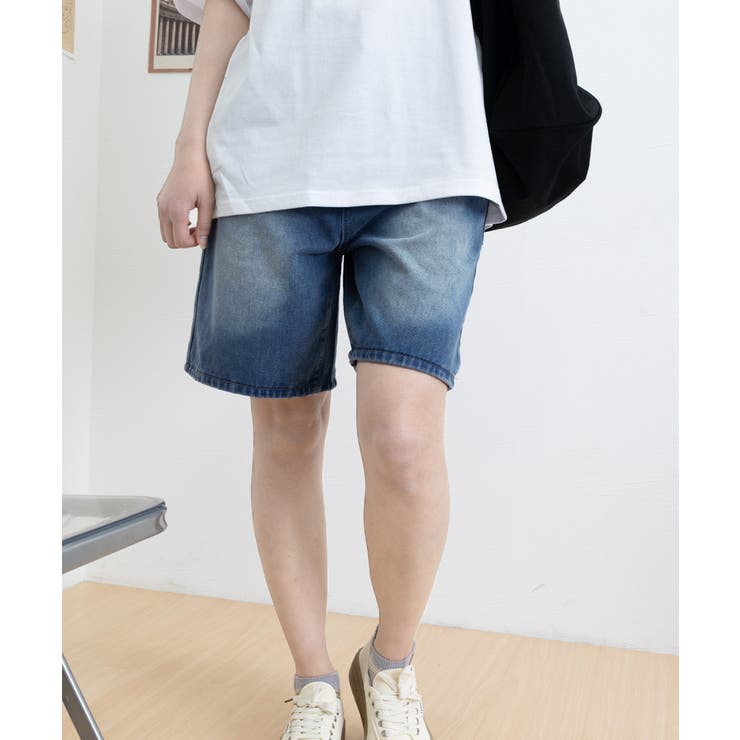 MEDM デニム ショットパンツ 七分丈 ウォッシュド おしゃれ 夏 MEDM デニム ショットパンツ 七分丈 ウォッシュド おしゃれ 夏