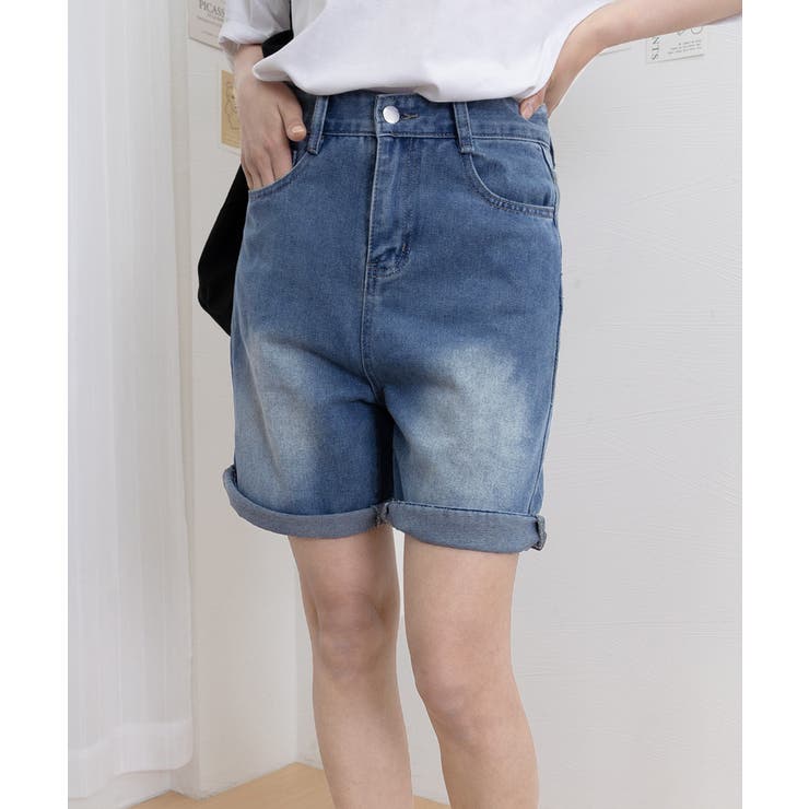 【日本未入荷】ハイウエスト デニムショートパンツ miniministore デニム ショートパンツ ハイウエスト美脚【ゆう