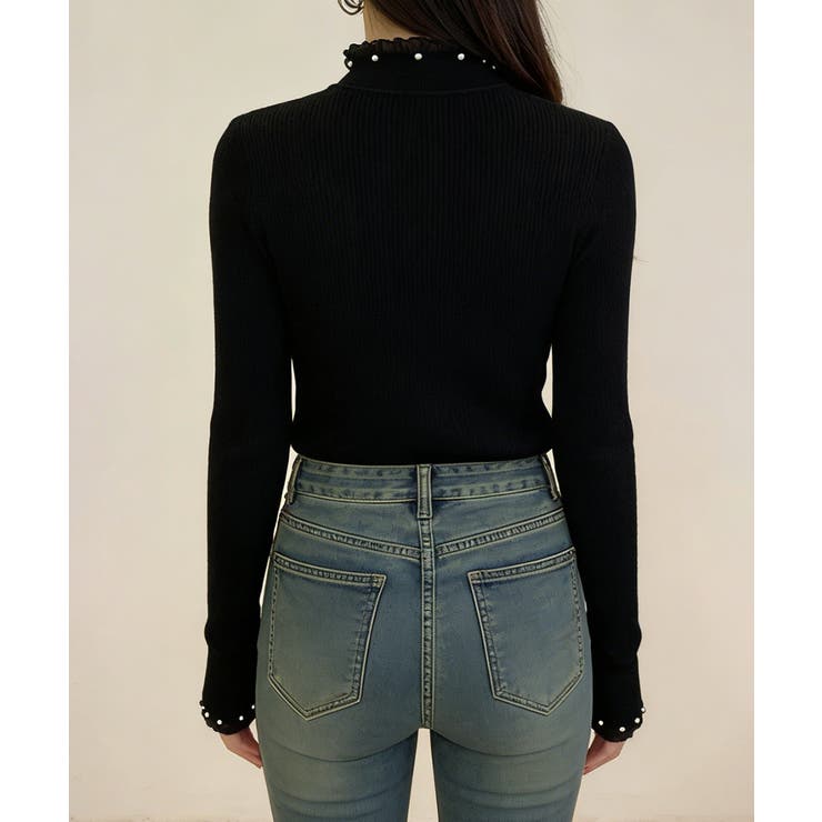 リブニットトップス ハイネック長袖春秋冬 | Miniministore | 詳細画像9 