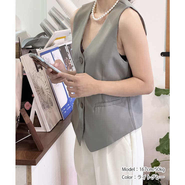 テーラードベスト ジレ 韓国風 アウター | Miniministore | 詳細画像13 