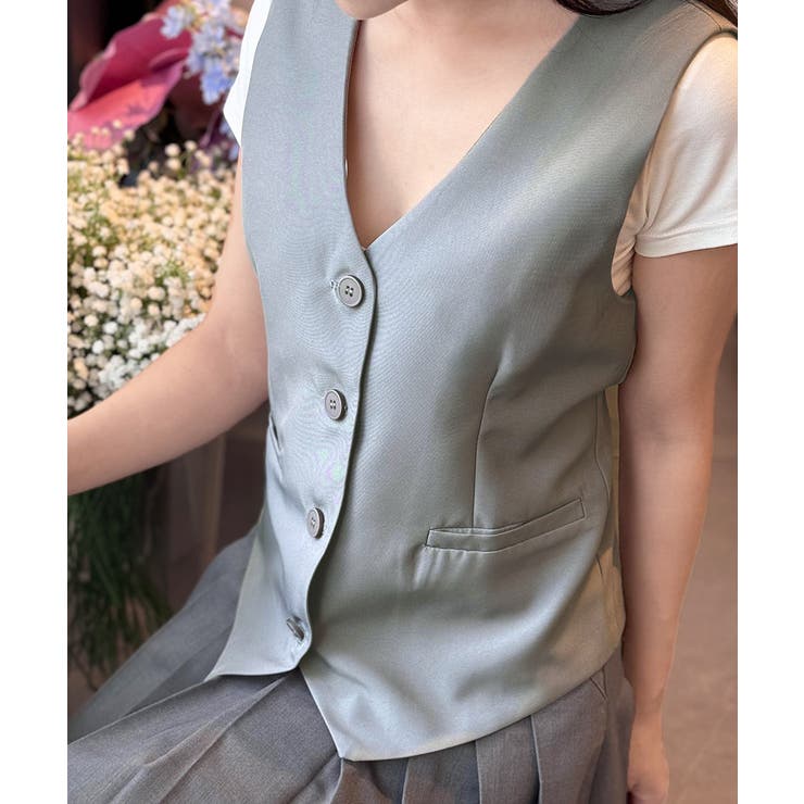 テーラードベスト ジレ 韓国風 アウター | Miniministore | 詳細画像14 