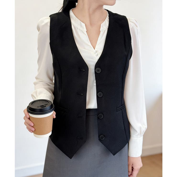 テーラードベスト ジレ 韓国風 アウター | Miniministore | 詳細画像2 