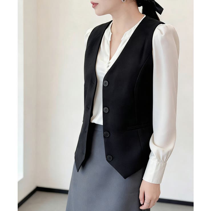 テーラードベスト ジレ 韓国風 アウター | Miniministore | 詳細画像3 
