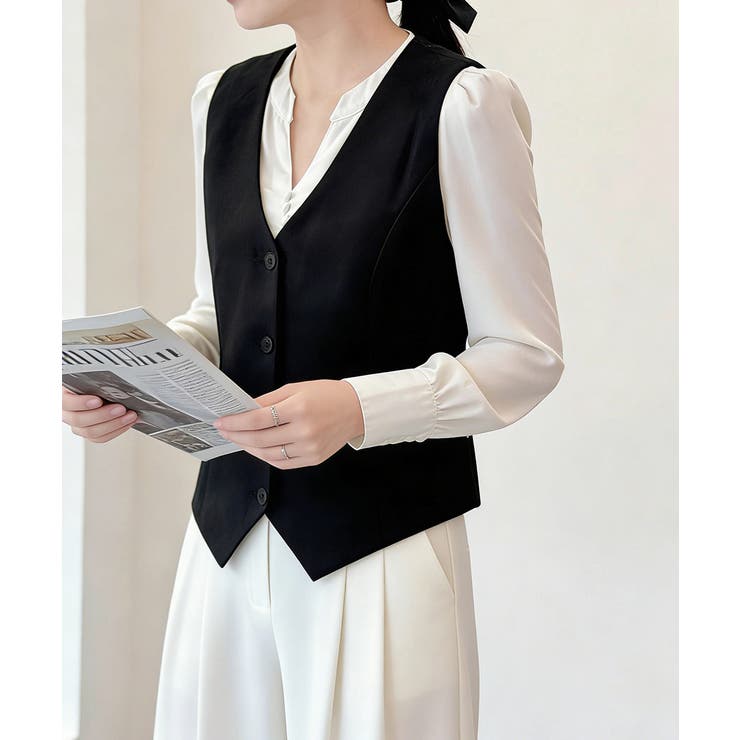 テーラードベスト ジレ 韓国風 アウター | Miniministore | 詳細画像4 