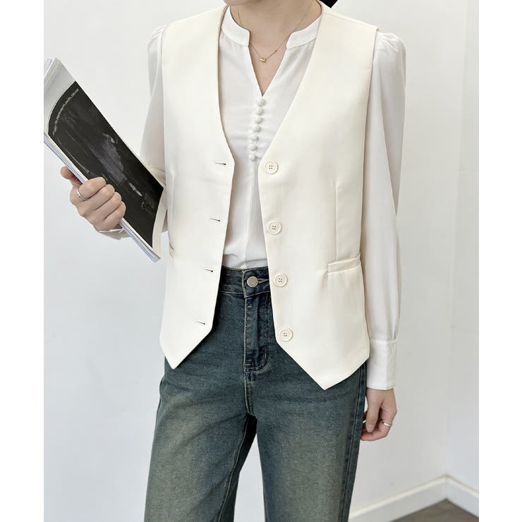 テーラードベスト ジレ 韓国風 アウター | Miniministore | 詳細画像6 