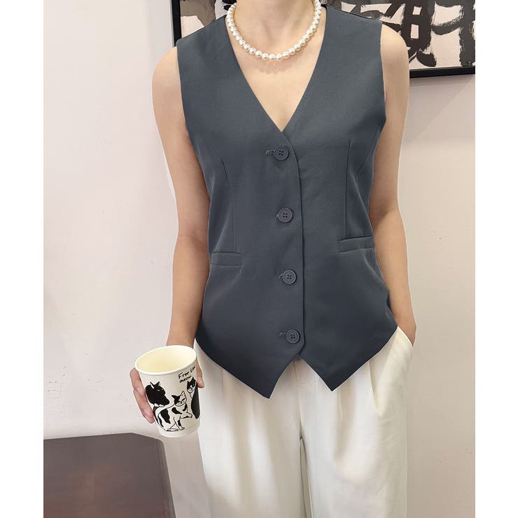テーラードベスト ジレ 韓国風 アウター | Miniministore | 詳細画像9 