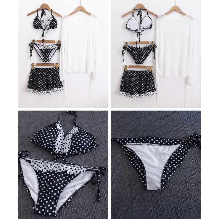 ドット柄ビキニ 4点セット露出控えめ水着 | Miniministore | 詳細画像17 