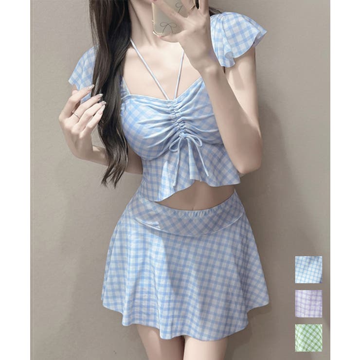 フリルセパレート水着2点セットチェック柄 | Miniministore | 詳細画像1 